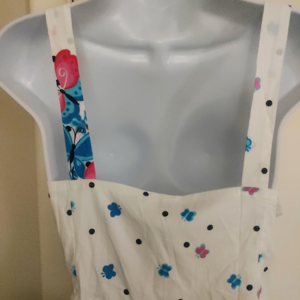 ⬇️NWT KAMANA Summer Crisp White BUTTERFLIES & POLKA DOTS Sundress Sz.XL - Picture 6 of 7